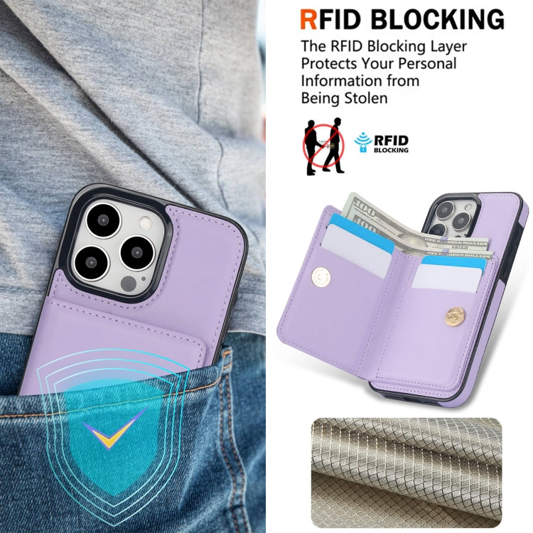 For iPhone 16 Pro RFID Anti-theft Card Ring Holder Phone Case(Purple) - iPhone 16 Pro Cases by buy2fix | Online Shopping UK | buy2fix