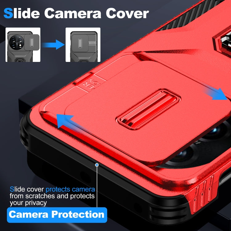 For OnePlus 11 5G Sliding Camshield Holder Phone Case(Red) - OnePlus Cases by buy2fix | Online Shopping UK | buy2fix