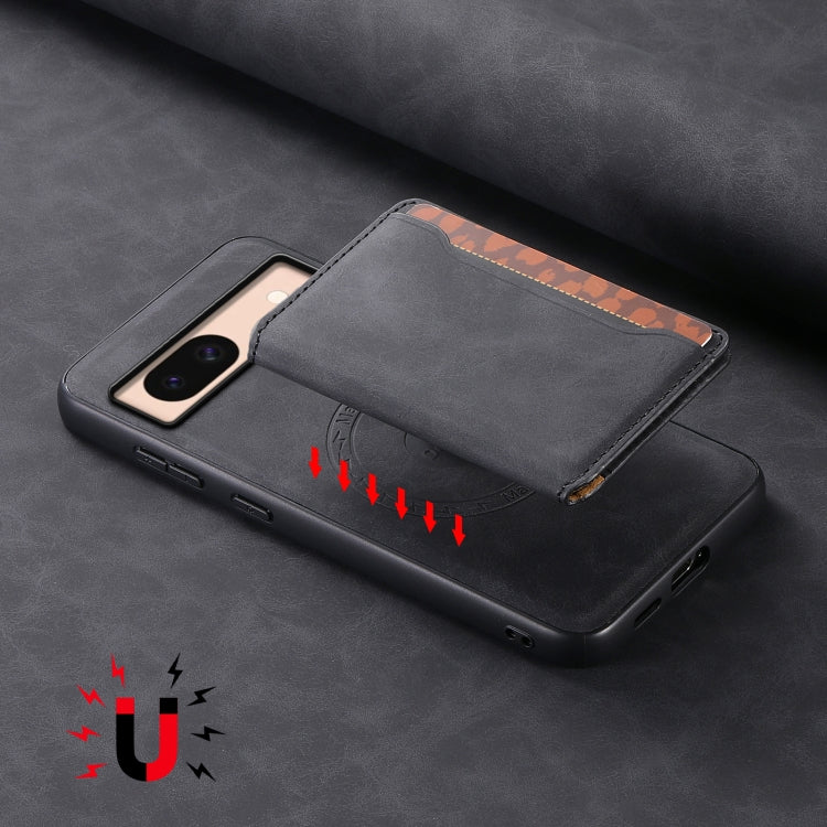 For Google Pixel 8a Denior D13 Retro Texture Leather MagSafe Card Bag Phone Case(Black) - Google Cases by Denior | Online Shopping UK | buy2fix