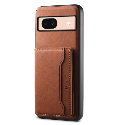 For Google Pixel 8a Denior D13 Retro Texture Leather MagSafe Card Bag Phone Case(Brown) - Google Cases by Denior | Online Shopping UK | buy2fix