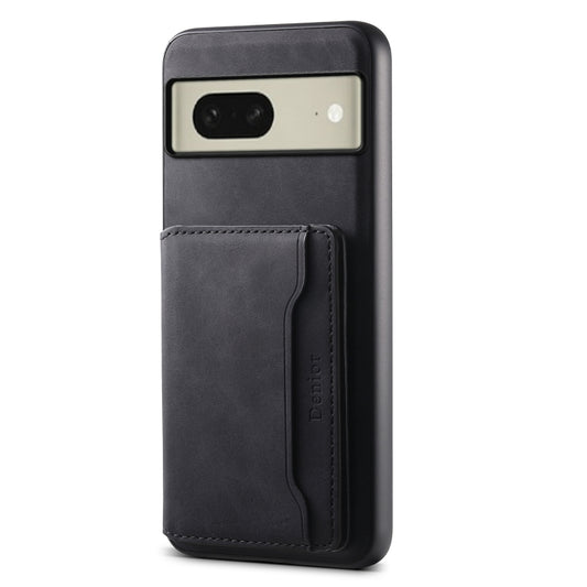 For Google Pixel 8 Denior D13 Retro Texture Leather MagSafe Card Bag Phone Case(Black) - Google Cases by Denior | Online Shopping UK | buy2fix