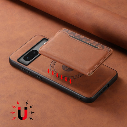 For Google Pixel 7 5G Denior D13 Retro Texture Leather MagSafe Card Bag Phone Case(Brown) - Google Cases by Denior | Online Shopping UK | buy2fix