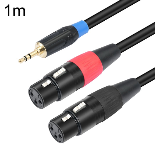 TC195BUXK107RE 3.5mm Male to Dual XLR 3pin Female Audio Cable, Length:1m(Black) - Microphone Audio Cable & Connector by buy2fix | Online Shopping UK | buy2fix