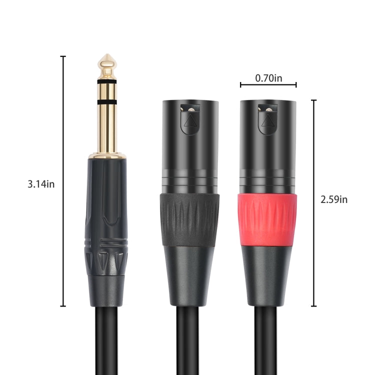 TC145YXK108RE-10 6.35mm 1/4 TRS Male to Dual XLR Male Audio Cable, Length:2m(Black) - Microphone Audio Cable & Connector by buy2fix | Online Shopping UK | buy2fix