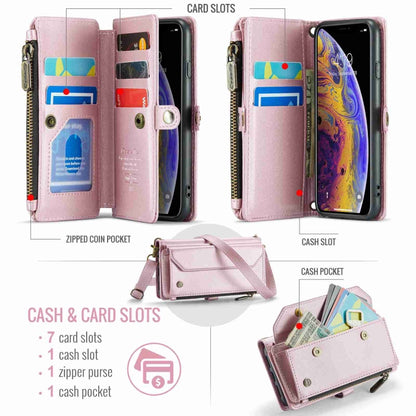 For iPhone XS / X CaseMe C36 Card Slots Zipper Wallet RFID Anti-theft Leather Phone Case(Pink) - More iPhone Cases by CaseMe | Online Shopping UK | buy2fix