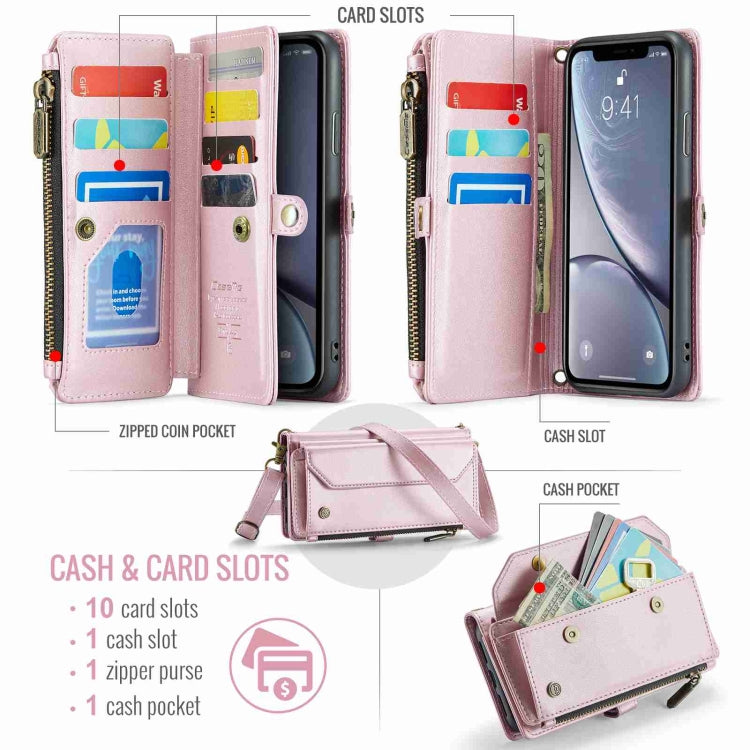 For iPhone XR CaseMe C36 Card Slots Zipper Wallet RFID Anti-theft Leather Phone Case(Pink) - More iPhone Cases by CaseMe | Online Shopping UK | buy2fix