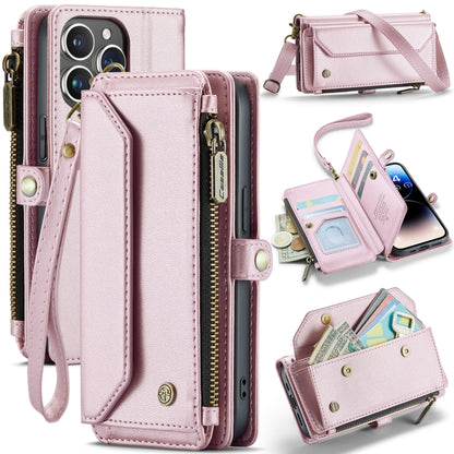 For iPhone 14 Pro Max CaseMe C36 Card Slots Zipper Wallet RFID Anti-theft Leather Phone Case(Pink) - iPhone 14 Pro Max Cases by CaseMe | Online Shopping UK | buy2fix