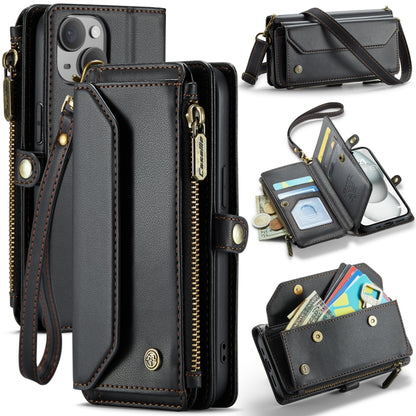 For iPhone 15 CaseMe C36 Card Slots Zipper Wallet RFID Anti-theft Leather Phone Case(Black) - iPhone 15 Cases by CaseMe | Online Shopping UK | buy2fix