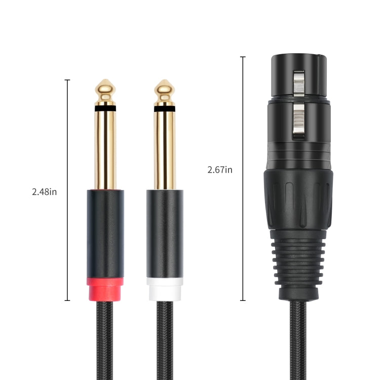 2020Y63 XLR Female to Dual 6.35mm 1/4 TRS Male Y-type Audio Cable, Length:3m(Black) - Microphone Audio Cable & Connector by buy2fix | Online Shopping UK | buy2fix