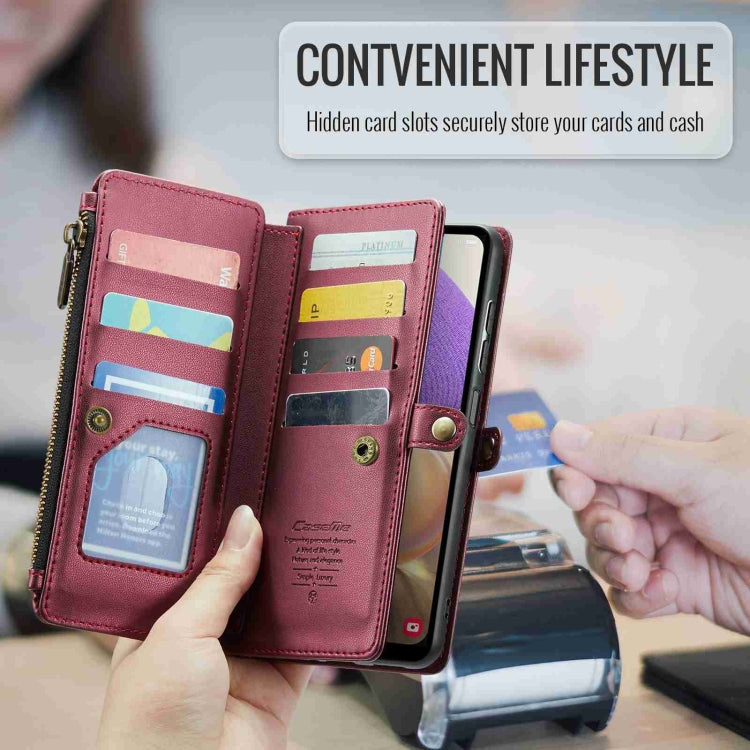 For Samsung Galaxy A32 5G CaseMe C36 Card Slots Zipper Wallet RFID Anti-theft Leather Phone Case(Wine Red) - Galaxy Phone Cases by CaseMe | Online Shopping UK | buy2fix