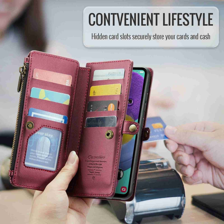 For Samsung Galaxy A51 4G CaseMe C36 Card Slots Zipper Wallet RFID Anti-theft Leather Phone Case(Wine Red) - Galaxy Phone Cases by CaseMe | Online Shopping UK | buy2fix