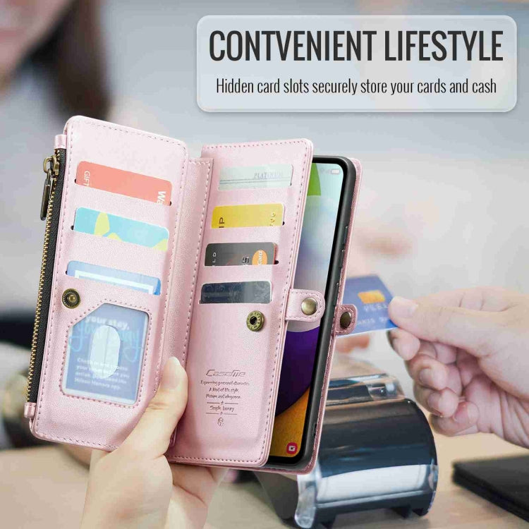 For Samsung Galaxy A52 / A52s 5G CaseMe C36 Card Slots Zipper Wallet RFID Anti-theft Leather Phone Case(Pink) - Galaxy Phone Cases by CaseMe | Online Shopping UK | buy2fix