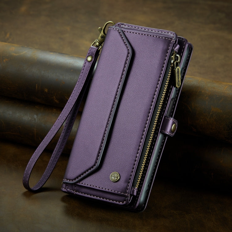 For Samsung Galaxy S22 5G CaseMe C36 Card Slots Zipper Wallet RFID Anti-theft Leather Phone Case(Purple) - Galaxy S22 5G Cases by CaseMe | Online Shopping UK | buy2fix