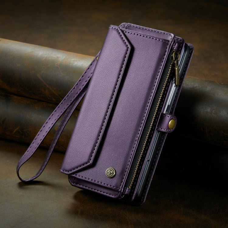 For Samsung Galaxy Z Fold5 CaseMe C36 Card Slots Zipper Wallet RFID Anti-theft Leather Phone Case(Purple) - Galaxy Z Fold5 Cases by CaseMe | Online Shopping UK | buy2fix