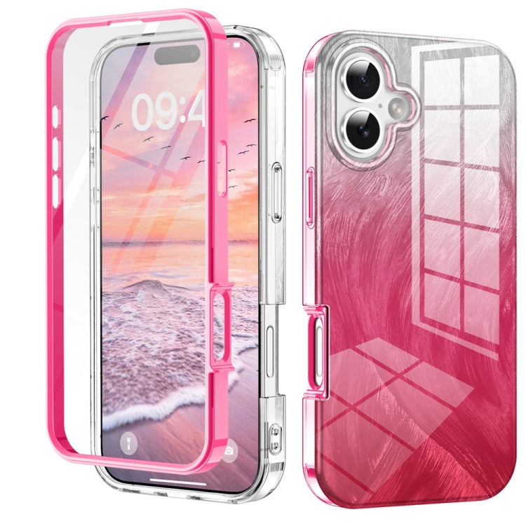 For iPhone 16 Plus IMD Gradient Feather PC Hybrid TPU Phone Case(Rose Red) - iPhone 16 Plus Cases by buy2fix | Online Shopping UK | buy2fix