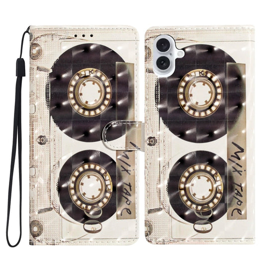 For iPhone 16 3D Pattern Leather Phone Case(Tape) - iPhone 16 Cases by buy2fix | Online Shopping UK | buy2fix