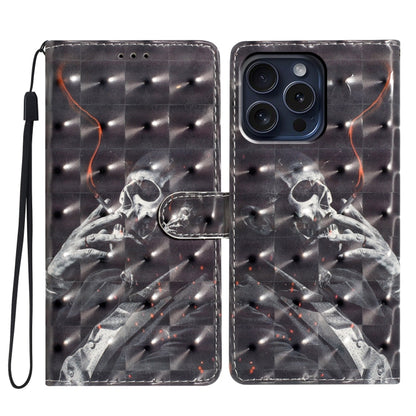 For iPhone 16 Pro 3D Pattern Leather Phone Case(Skull) - iPhone 16 Pro Cases by buy2fix | Online Shopping UK | buy2fix