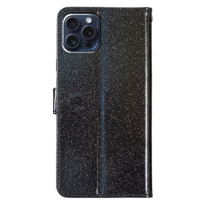 For iPhone 16 Pro Glitter Powder Flip Leather Phone Case(Black) - iPhone 16 Pro Cases by buy2fix | Online Shopping UK | buy2fix