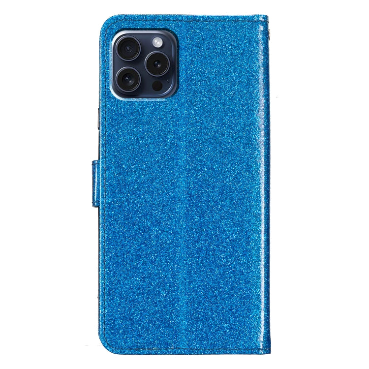 For iPhone 16 Pro Max Glitter Powder Flip Leather Phone Case(Blue) - iPhone 16 Pro Max Cases by buy2fix | Online Shopping UK | buy2fix