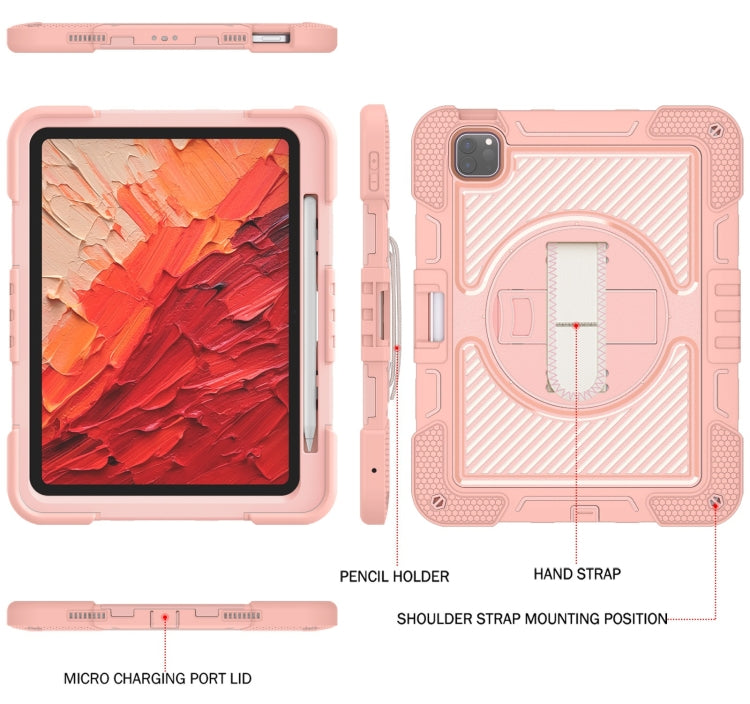 For iPad Pro 11 2024 360 Degree Rotation PC Contrast Silicone Tablet Case(Rose Gold) - iPad Pro 11 2024 Cases by buy2fix | Online Shopping UK | buy2fix