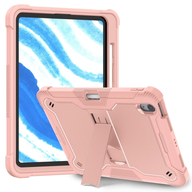 For iPad Air 11 2024 / Air 2022 10.9 Shockproof Silicone Hybrid PC Tablet Case with Holder(Rose Gold) - iPad Air 11 2024 Cases by buy2fix | Online Shopping UK | buy2fix