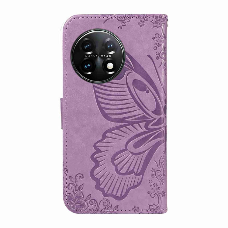 For OnePlus 11 5G Swallowtail Butterfly Embossed Leather Phone Case(Purple) - OnePlus Cases by buy2fix | Online Shopping UK | buy2fix