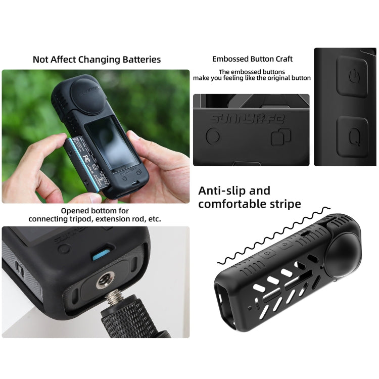 For Insta360 X4 Sunnylife Silicone Shockproof Case Lens Cover(Black) - Case & Bags by Sunnylife | Online Shopping UK | buy2fix