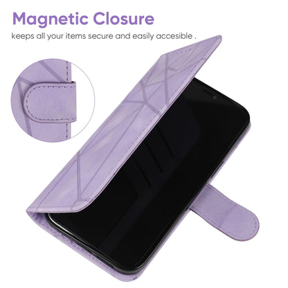 For Samsung Galaxy S24 / S25 5G Skin Feel Geometric Lines Leather Phone Case(Purple) - Galaxy S24 5G Cases by buy2fix | Online Shopping UK | buy2fix