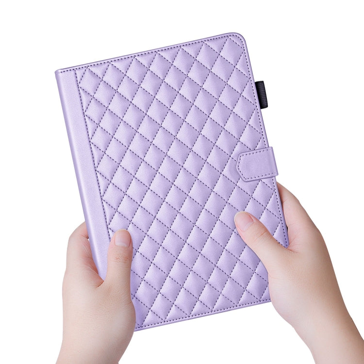 For iPad Pro 11 2024 Rhombus Lattice Leather Smart Tablet Case(Purple) - iPad Pro 11 2024 Cases by buy2fix | Online Shopping UK | buy2fix