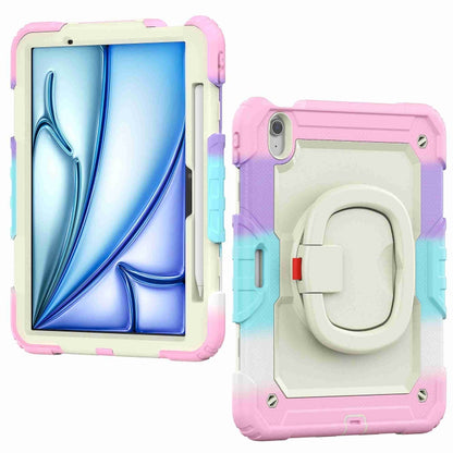 For iPad Air 11 2025 / 2024 Handle Silicone Hydric PC Tablet Case with Shoulder Strap(Rainbow Pink) - iPad Air 11 2025 / 2024 Cases by buy2fix | Online Shopping UK | buy2fix