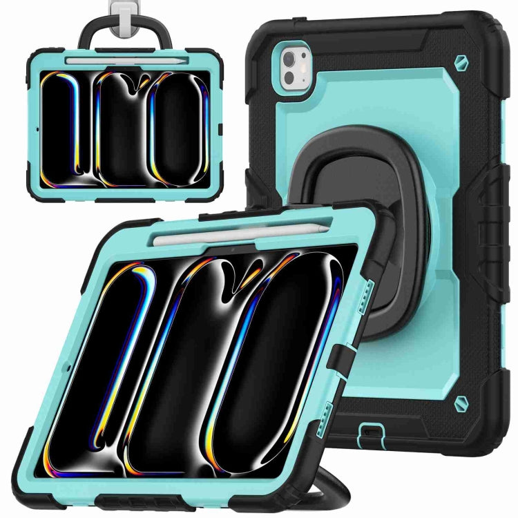 For iPad Pro 11 2024 Handle Silicone Hydric PC Tablet Case with Shoulder Strap(Light Blue PC) - iPad Pro 11 2024 Cases by buy2fix | Online Shopping UK | buy2fix