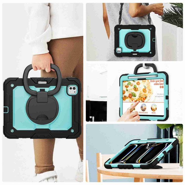 For iPad Pro 11 2024 Handle Silicone Hydric PC Tablet Case with Shoulder Strap(Light Blue PC) - iPad Pro 11 2024 Cases by buy2fix | Online Shopping UK | buy2fix