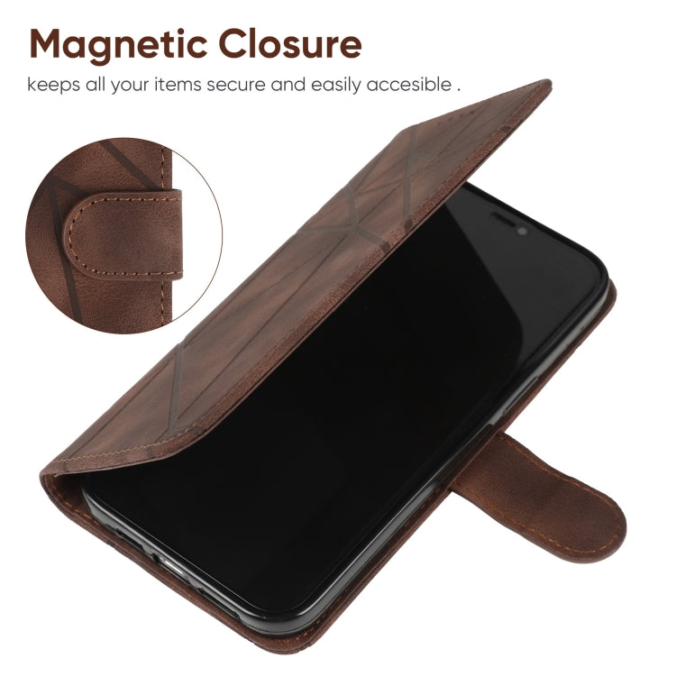 For Motorola Moto G Power 5G 2024 Skin Feel Geometric Lines Leather Phone Case(Brown) - Motorola Cases by buy2fix | Online Shopping UK | buy2fix