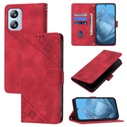 For Blackview A52 Skin Feel Embossed Leather Phone Case(Red) - More Brand by buy2fix | Online Shopping UK | buy2fix