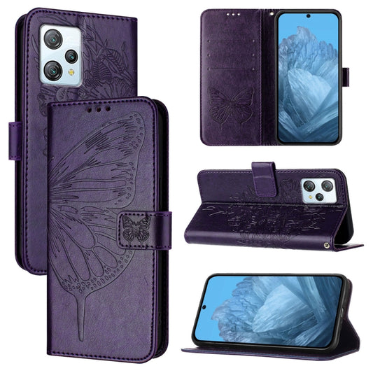 For Blackview A53 Embossed Butterfly Leather Phone Case(Purple) - More Brand by buy2fix | Online Shopping UK | buy2fix