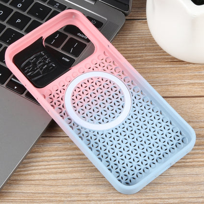 For iPhone 13 Pro Gradient Color Honeycomb Aromatherapy MagSafe Phone Case(Pink Blue) - iPhone 13 Pro Cases by buy2fix | Online Shopping UK | buy2fix