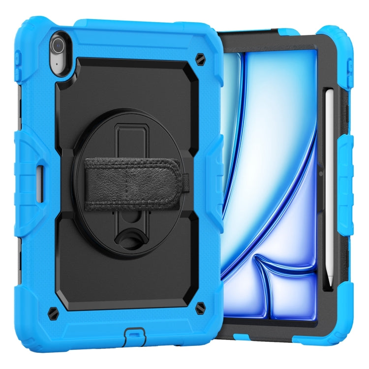 For iPad Air 11 2024 Silicone Hybrid PC Tablet Case with Shoulder Strap(Light Blue + Black) - iPad Air 11 2024 Cases by buy2fix | Online Shopping UK | buy2fix