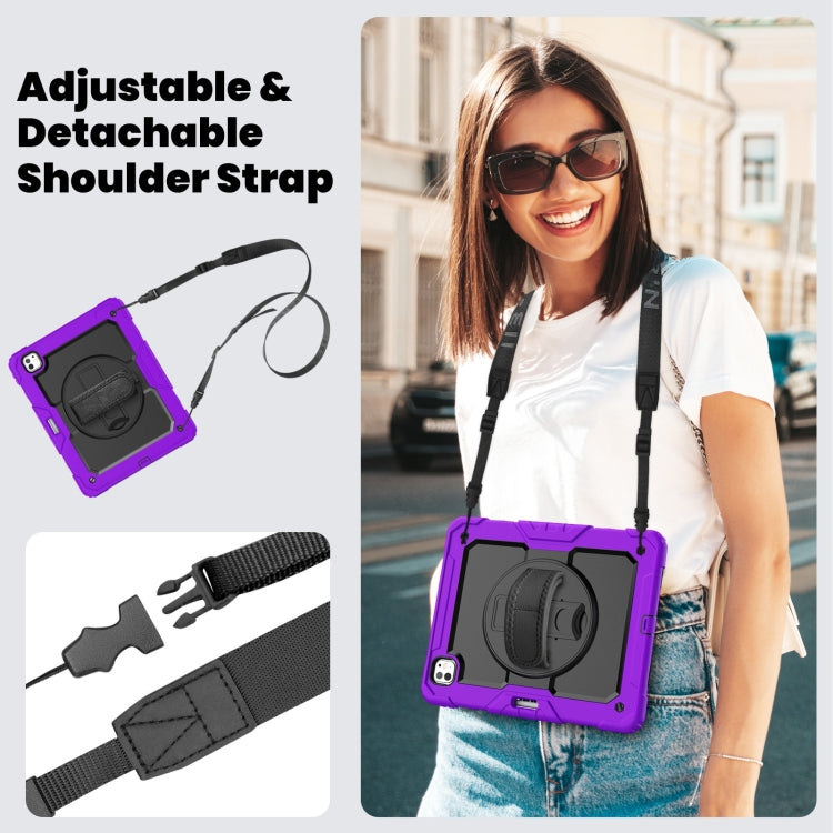 For iPad Pro 13 2024 Silicone Hybrid PC Tablet Case with Shoulder Strap(Purple) - iPad Pro 13 2024 Cases by buy2fix | Online Shopping UK | buy2fix