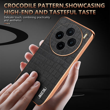 For vivo X100 5G AZNS Electroplated Frame Crocodile Texture Full Coverage Phone Case(Black) - vivo Cases by AZNS | Online Shopping UK | buy2fix