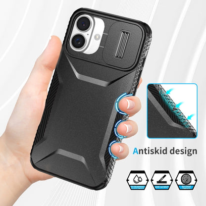 For iPhone 16 Plus Sliding Camshield Phone Case(Black) - iPhone 16 Plus Cases by buy2fix | Online Shopping UK | buy2fix