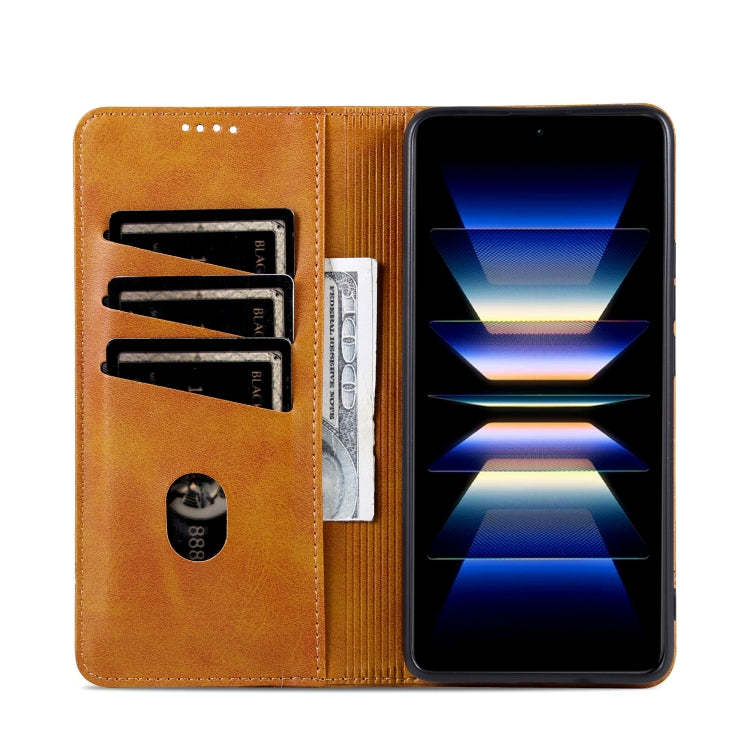 For Redmi Note 14 Pro+ 5G AZNS Magnetic Calf Texture Flip Leather Phone Case(Light Brown) - Note 14 Pro+ Cases by AZNS | Online Shopping UK | buy2fix