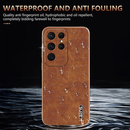 For Samsung Galaxy S25 Ultra 5G AZNS Electroplated Frame Crocodile Texture Full Coverage Phone Case(White) - Galaxy S25 Ultra 5G Cases by AZNS | Online Shopping UK | buy2fix