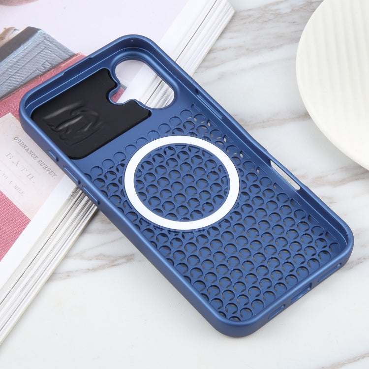 For iPhone 16 Plus Pure Color Honeycomb Aromatherapy MagSafe Phone Case(Blue) - iPhone 16 Plus Cases by buy2fix | Online Shopping UK | buy2fix