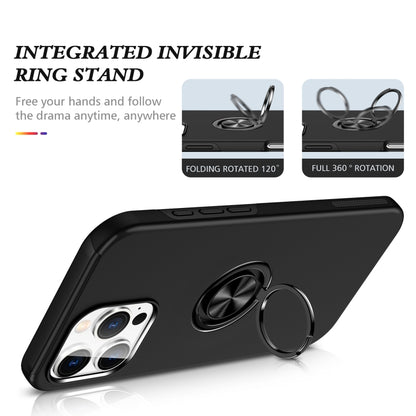 For iPhone 16 Magnetic Ring Holder Phone Case(Black) - iPhone 16 Cases by buy2fix | Online Shopping UK | buy2fix