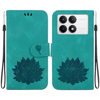 For Redmi K70 / K70 Pro Lotus Embossed Leather Phone Case(Green) - K70 Cases by buy2fix | Online Shopping UK | buy2fix