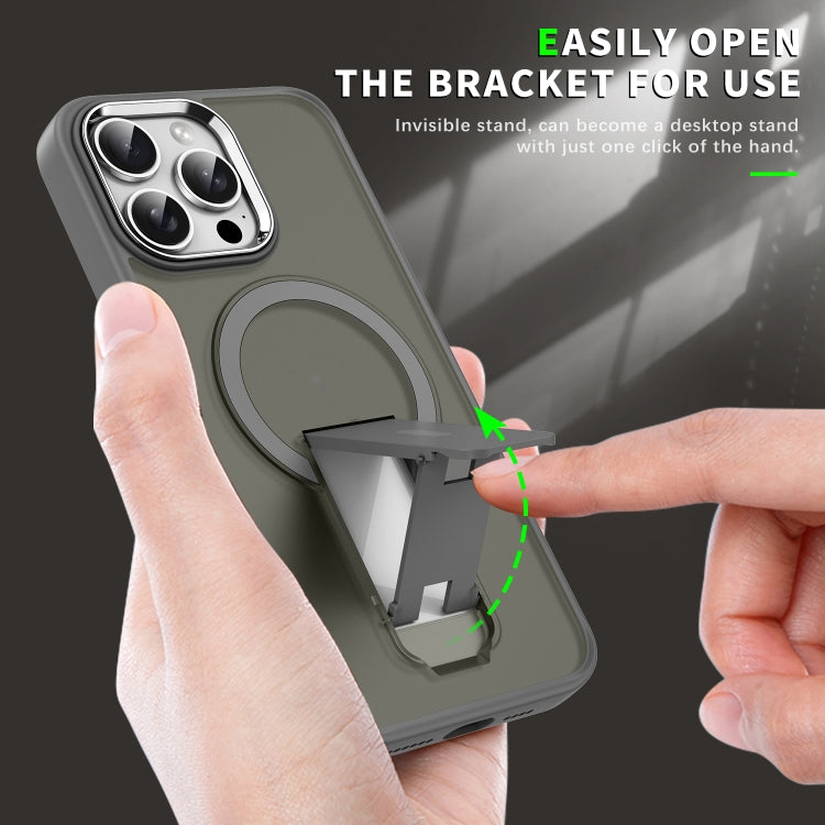 For iPhone 16 Pro Acrylic Hybrid TPU MagSafe Holder Phone Case(Black) - iPhone 16 Pro Cases by buy2fix | Online Shopping UK | buy2fix