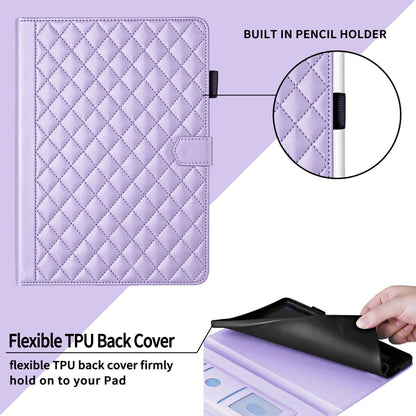 For Samsung Galaxy Tab S9 FE+ / S9+ Rhombus Lattice Leather Tablet Case(Purple) - Galaxy Tab S9 FE+ by buy2fix | Online Shopping UK | buy2fix