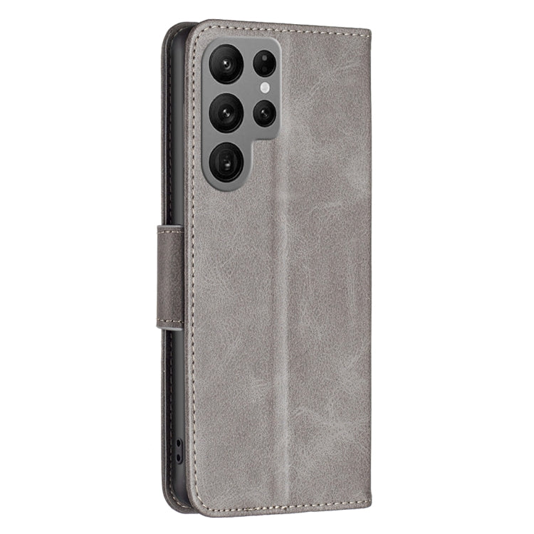 For Samsung Galaxy S25 Ultra 5G Lambskin Texture Pure Color Flip Leather Phone Case(Grey) - Galaxy S25 Ultra 5G Cases by buy2fix | Online Shopping UK | buy2fix