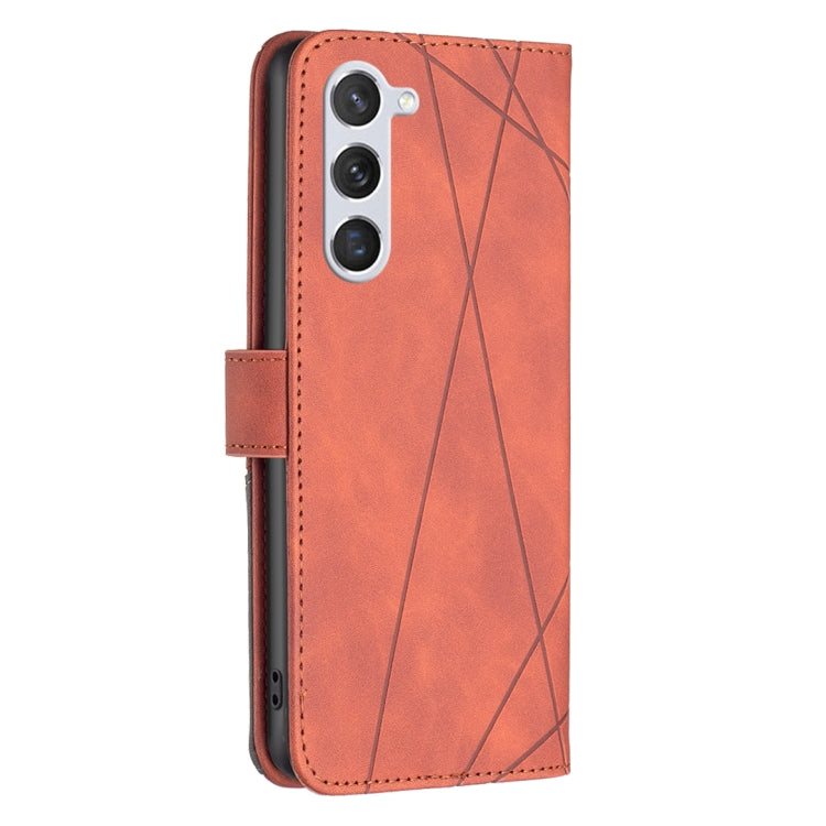 For Samsung Galaxy S25 5G Magnetic Buckle Rhombus Texture Leather Phone Case(Brown) - Galaxy S25 5G Cases by buy2fix | Online Shopping UK | buy2fix