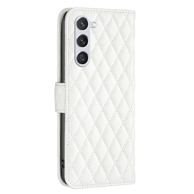 For Samsung Galaxy S25 5G Diamond Lattice Wallet Flip Leather Phone Case(White) - Galaxy S25 5G Cases by buy2fix | Online Shopping UK | buy2fix